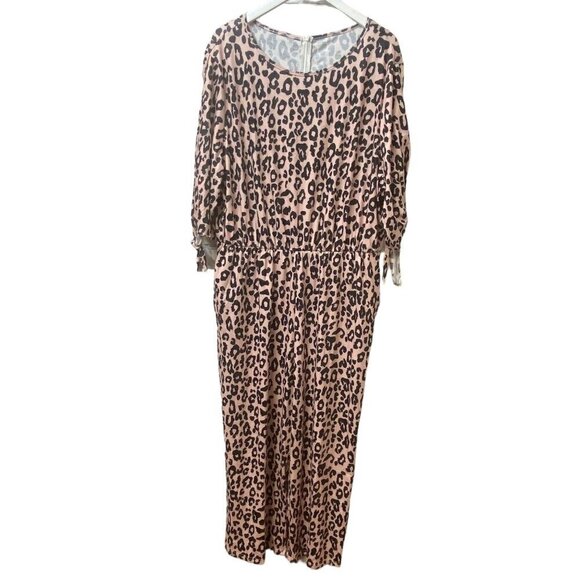 Leopard Jumpsuit Plus Size 2X Black Pink Leopard Stretch Jersey NWOT - Picture 3 of 12